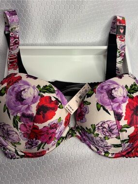 Victoria’s Secret Floral Padded Bra - Purple & Red Bloom NWT